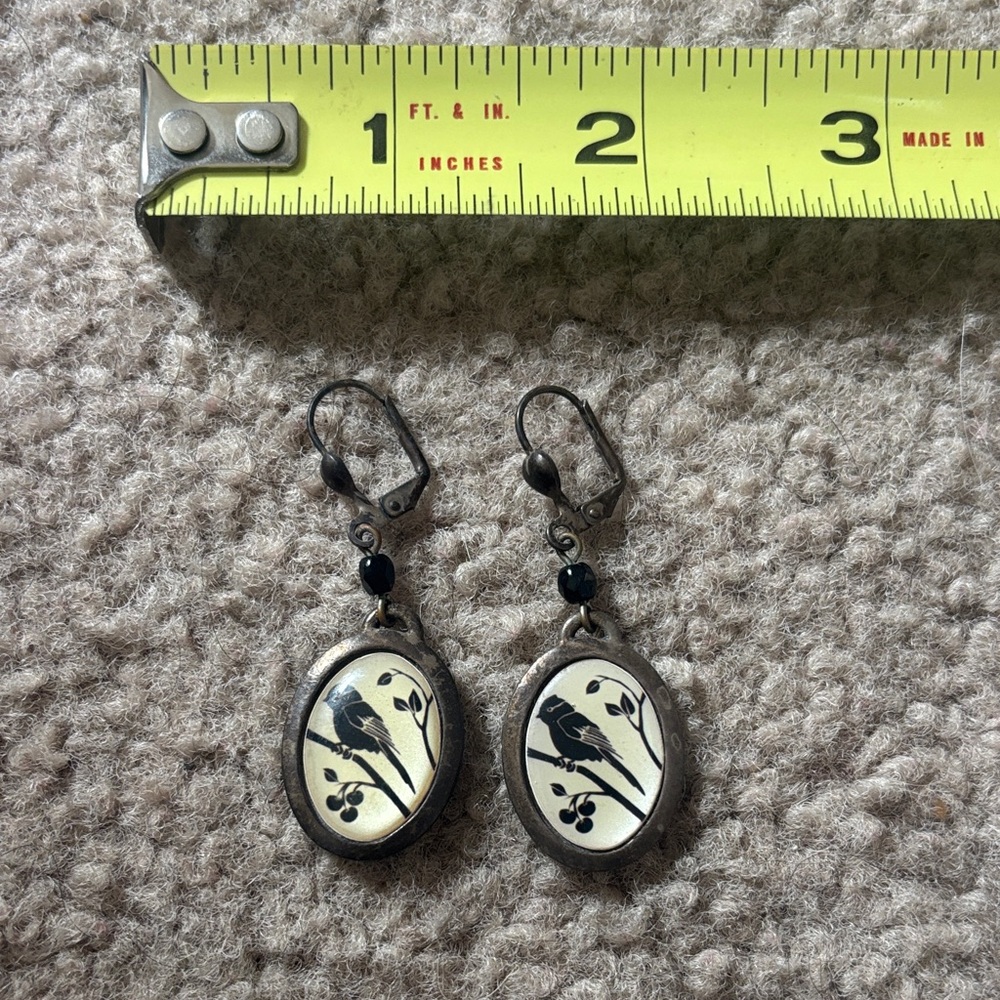 Black bird earrings